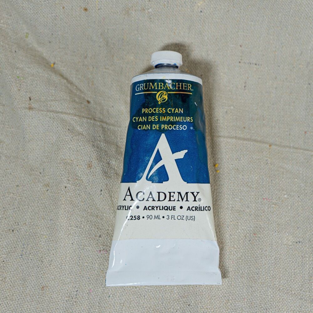 GRUMBACHER Academy Acrylic, 3 Fl Oz (Pack of 1), Cyan, Open Mostly Unused